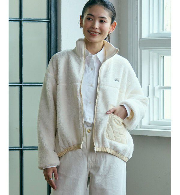 LACOSTE「リブニットスタンドカラーソフトボアジャケット / スタンドジップボアブルゾン」|ブルゾン・スタジャン|