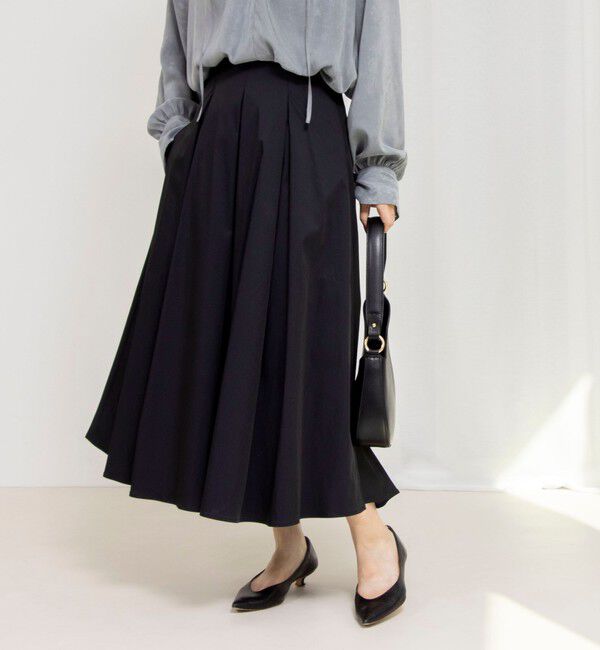 NOLLEY'S sophi「【追加】ウォッシャブルタフタタックフレアスカート」|フレア|ブラック