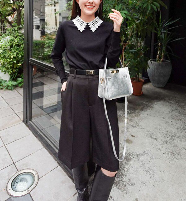 NOLLEY'S「《手洗い可能》襟レース2WAYプルオーバーニット」|ニット・セーター|