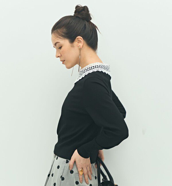 NOLLEY'S「《手洗い可能》襟レース2WAYプルオーバーニット」|ニット・セーター|