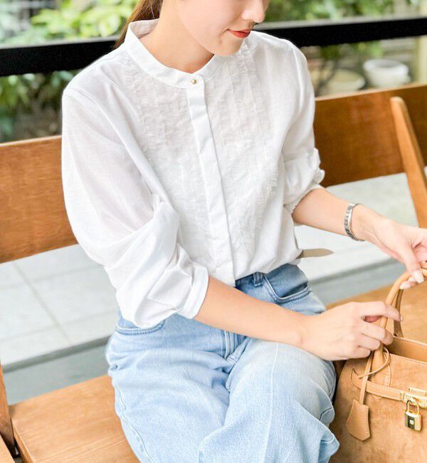 NOLLEY'S「ウォッシャブル前チュールフリルブラウス」|シャツ・ブラウス|オフホワイト