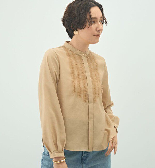 NOLLEY'S「ウォッシャブル前チュールフリルブラウス」|シャツ・ブラウス|