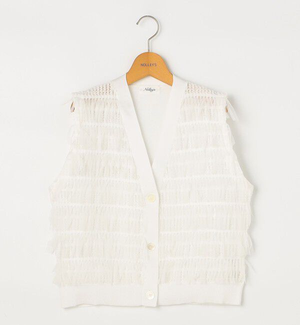 NOLLEY'S「《手洗い可能》チュールフリンジVネックベスト」|ベスト・ジレ|