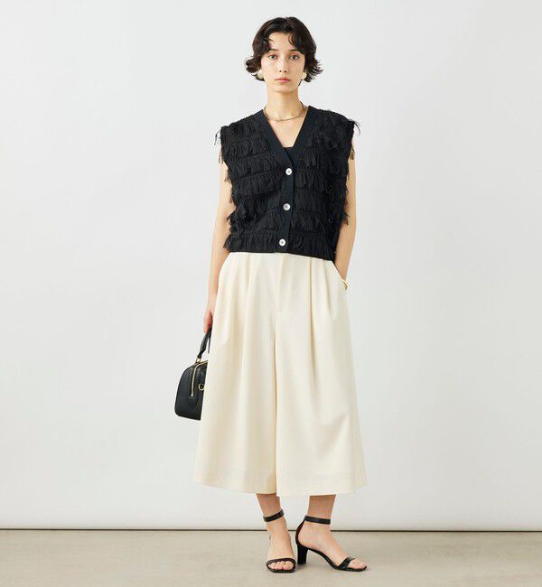 NOLLEY'S「《手洗い可能》チュールフリンジVネックベスト」|ベスト・ジレ|