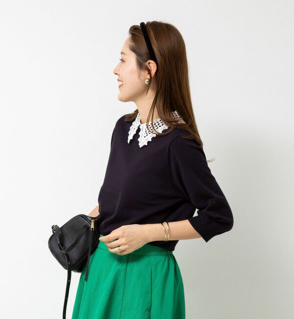 NOLLEY'S「【WEB＆一部店舗限定カラー】《手洗い可能》襟レース取り外し6分袖プルオーバー」|ニット・セーター|