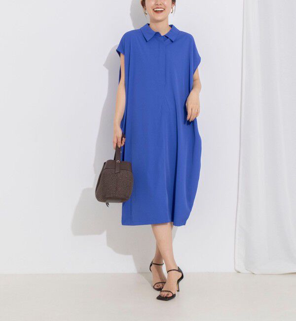 NOLLEY'S「ウォッシャブル襟付きコクーンワンピース」|ワンピース|ブルー