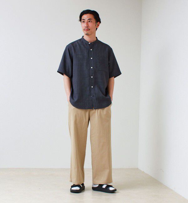 GLOSTER「【セットアップ対応】リネンライクバンドカラーシャツ」|シャツ・ブラウス|