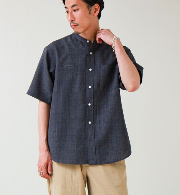 GLOSTER「【セットアップ対応】リネンライクバンドカラーシャツ」|シャツ・ブラウス|