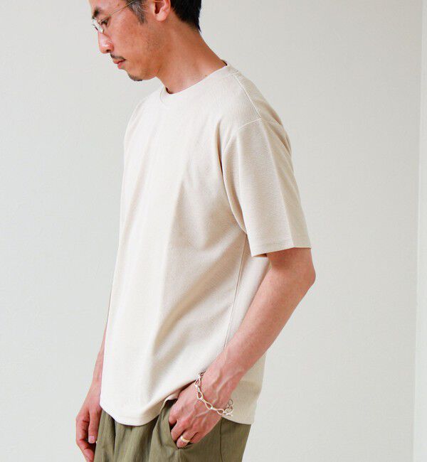 GLOSTER「【無地見えで差がつく】斜めフクレジャガードTシャツ」|Tシャツ・カットソー|