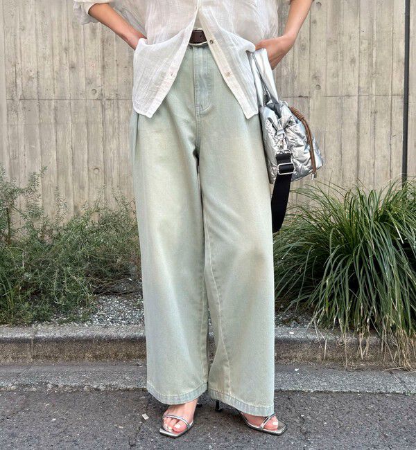 fredy emue「ライトオンスタックデニムパンツ」|デニム|サックス