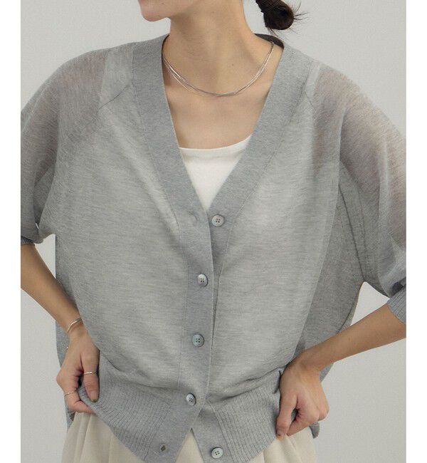 SALON adam et rope'「ブライトラメVネックシアーカーディガン / UV対策・冷房対策」|カーディガン|