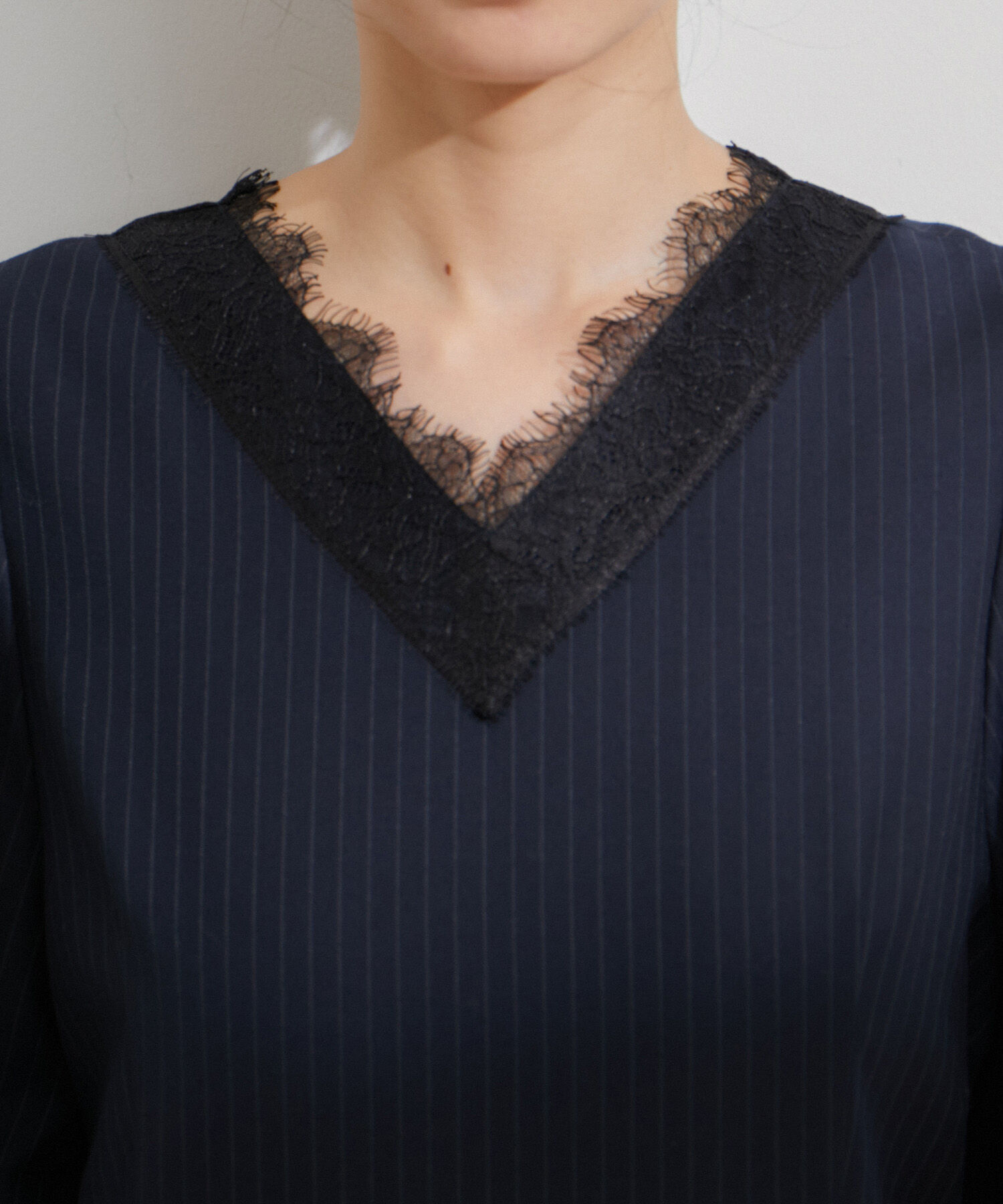 VIS「【VIS DRESS】ピンストライプレースオールインワン【洗える】」|オールインワン|