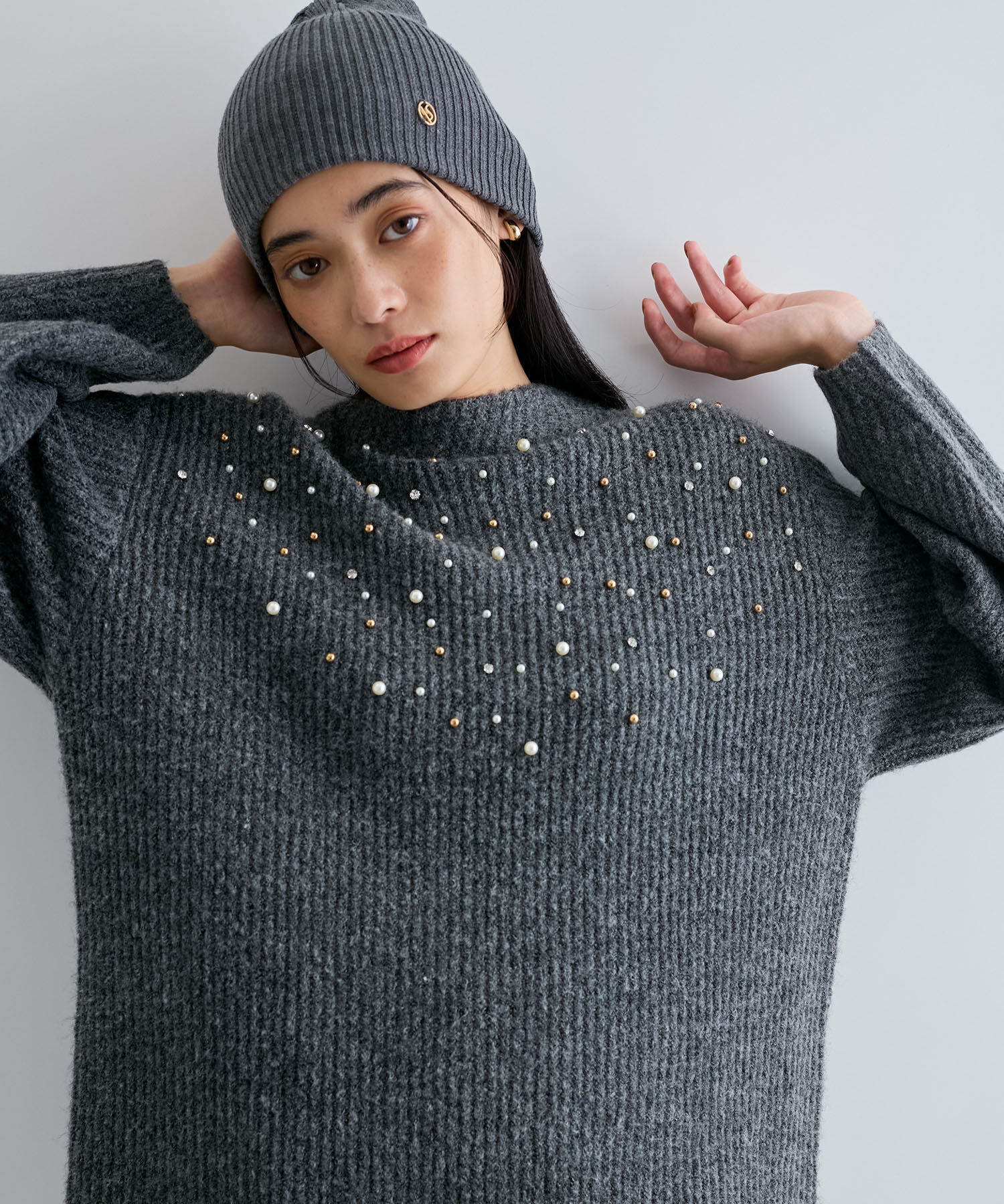 VIS「ビジュー付きニットワンピース」|ワンピース|