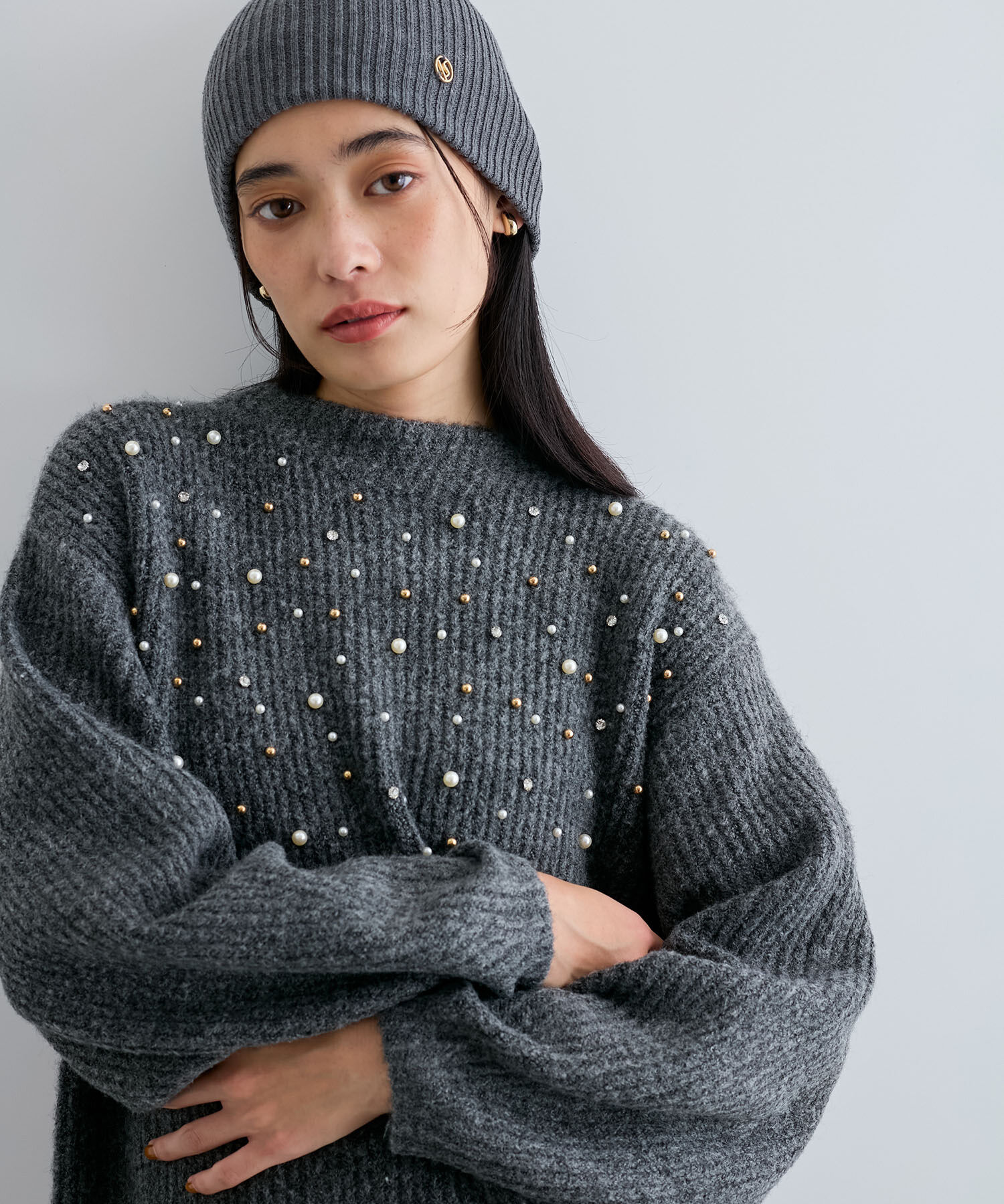 VIS「ビジュー付きニットワンピース」|ワンピース|