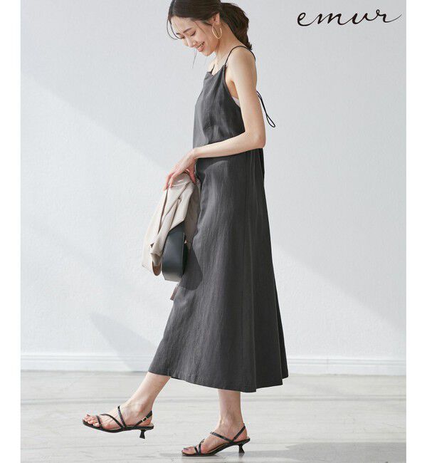 Rope&rsquo;Picnic「【emur/エミュール】ワンウォッシュリネンキャミワンピース」|ワンピース|チャコール(06)