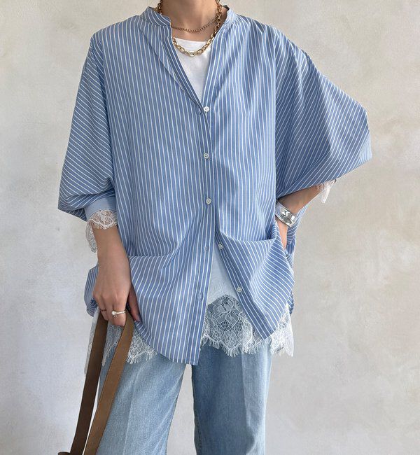  「ストライプドルマンVVシャツ」|シャツ・ブラウス|