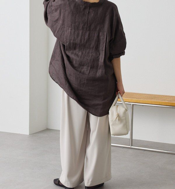  「【ウォッシャブル】【シーズンレスで使える】タックワイドスラックス」|チノ|