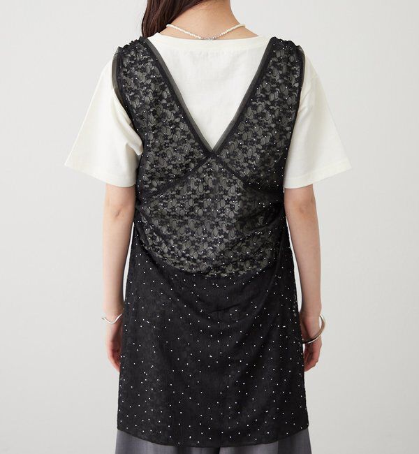  「シャイニーレースタンクワンピ」|Tシャツ・カットソー|