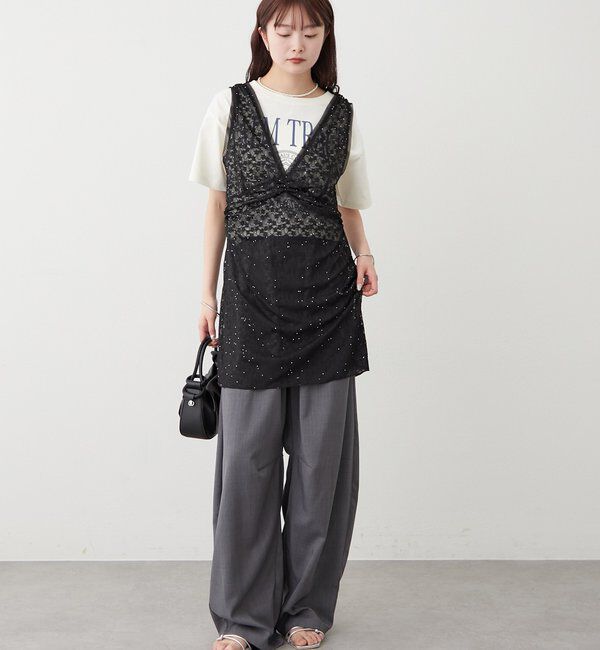  「シャイニーレースタンクワンピ」|Tシャツ・カットソー|