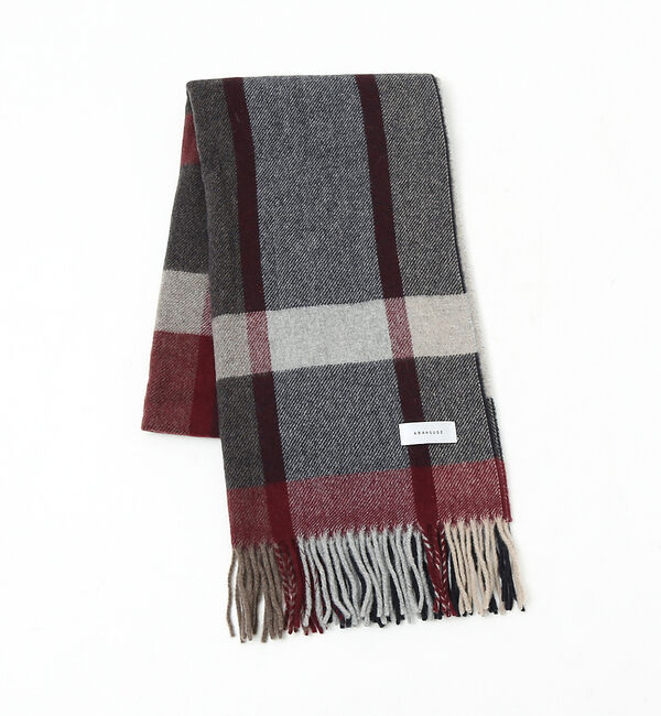 ABAHOUSE「イタリア製 ウール&times;カシミヤ チェック柄 マフラー 50&times;190」|マフラー|ネイビー