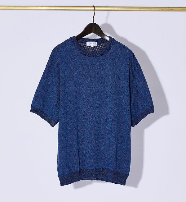 ABAHOUSE「メッシュニット スラブTシャツ / シアー素材」|Tシャツ・カットソー|ブルー