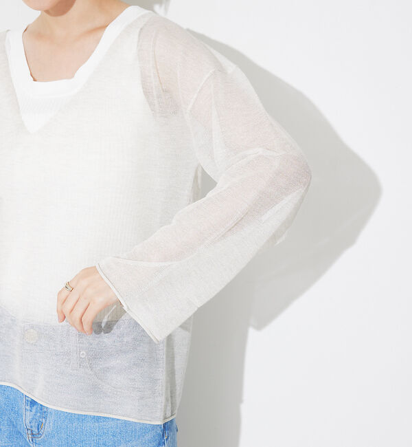 Rouge vif「シアーVネックラメプルオーバー」|ニット・セーター|