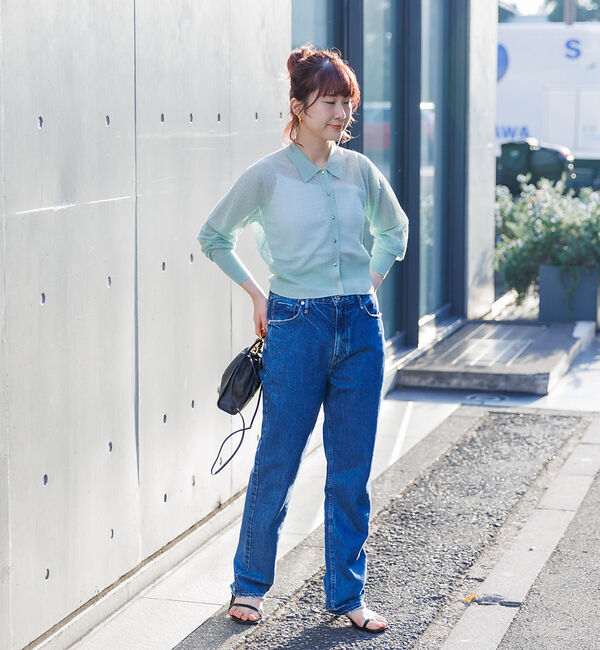 Rouge vif「【セットアップ対応】シアー格子リブニットカーディガン」|カーディガン|