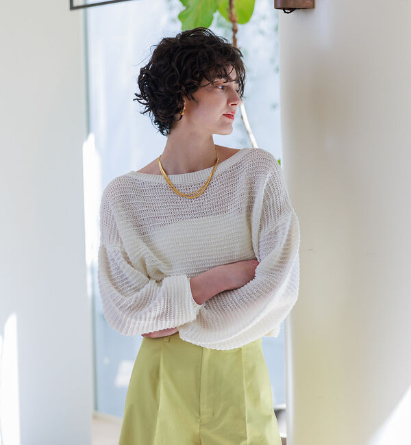 Rouge vif「麻混 変形天竺ニットプルオーバー」|ニット・セーター|