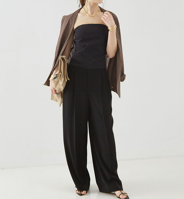 Rouge vif「パット付きベアトップサロペット」|オールインワン|ブラック