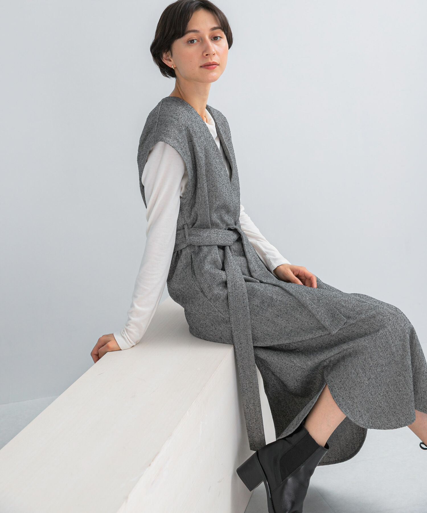 URBAN RESEARCH ROSSO「ウエストマークジャンパースカート」|ワンピース|グレー