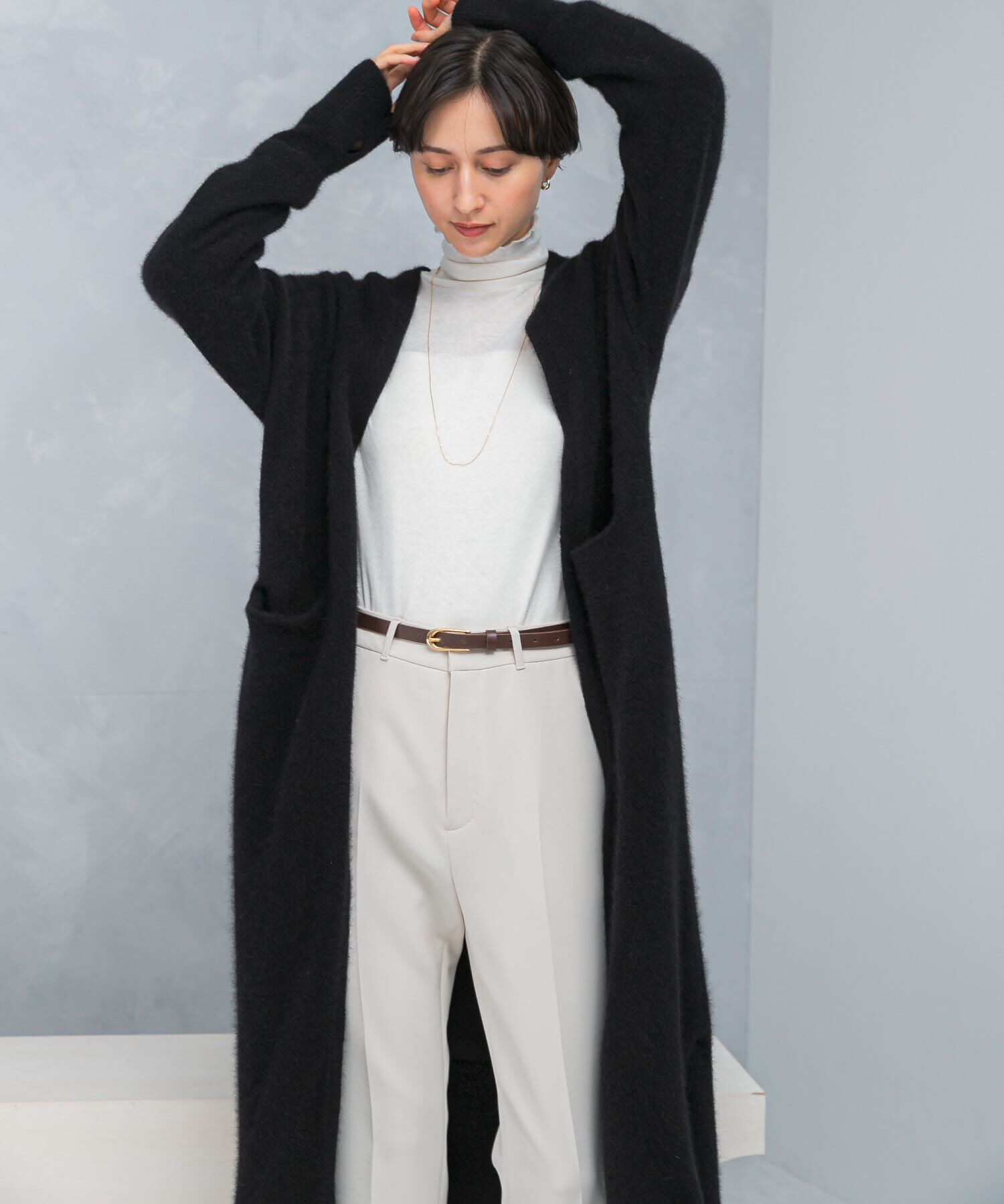 URBAN RESEARCH ROSSO「ファーニットロングガウン」|カーディガン|