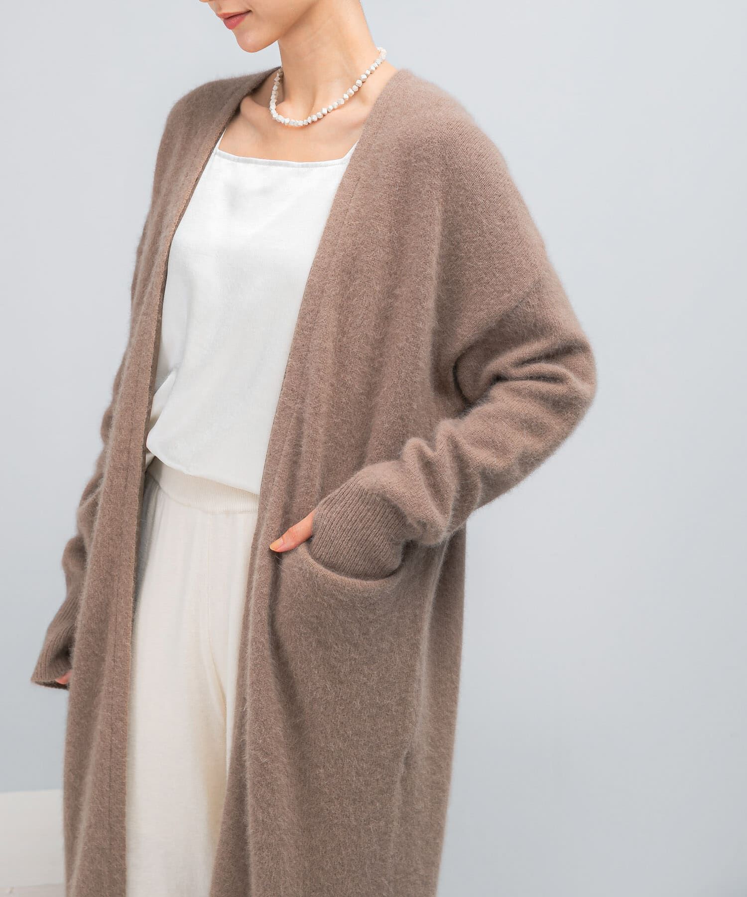 URBAN RESEARCH ROSSO「ファーニットロングガウン」|カーディガン|