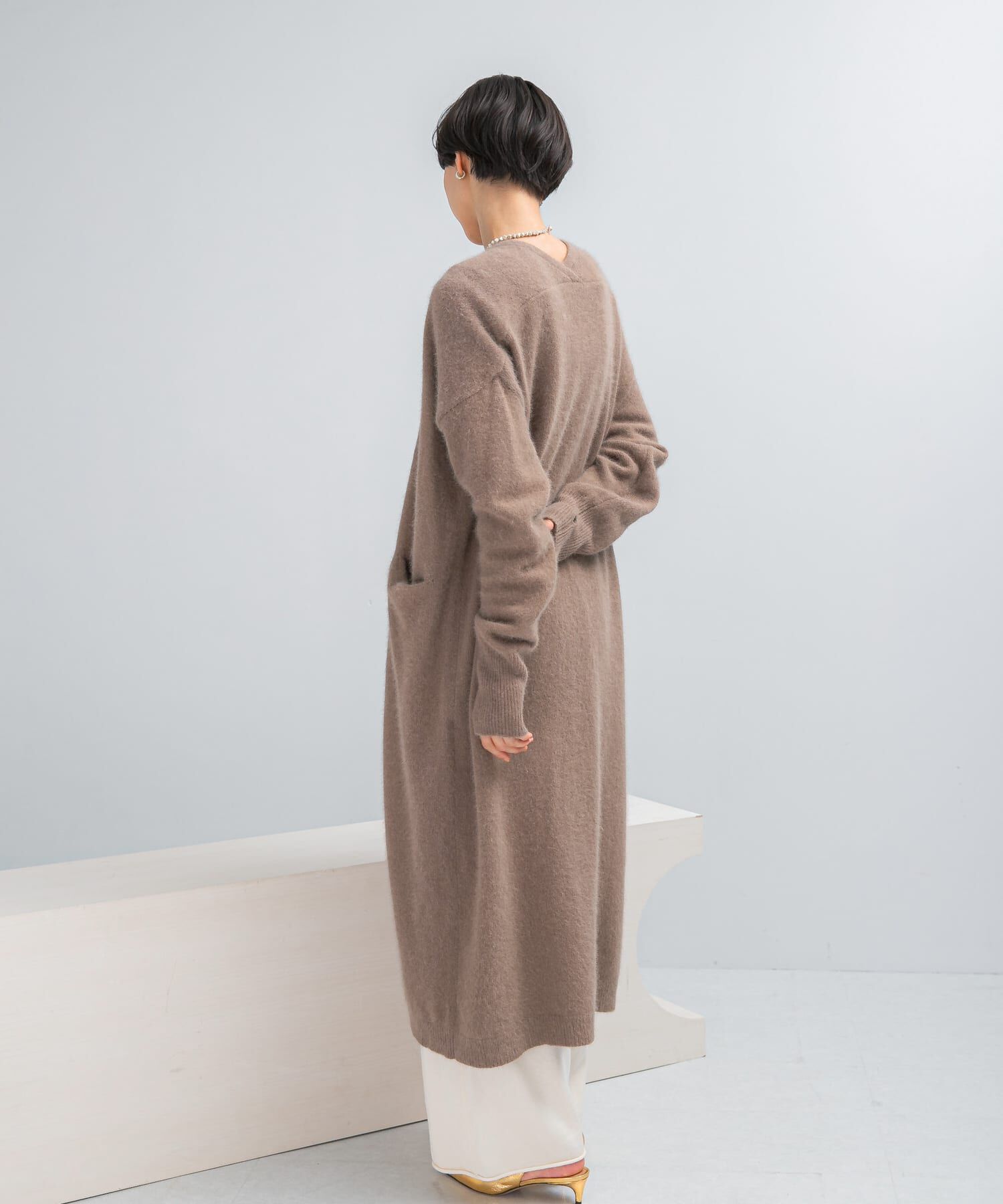 URBAN RESEARCH ROSSO「ファーニットロングガウン」|カーディガン|