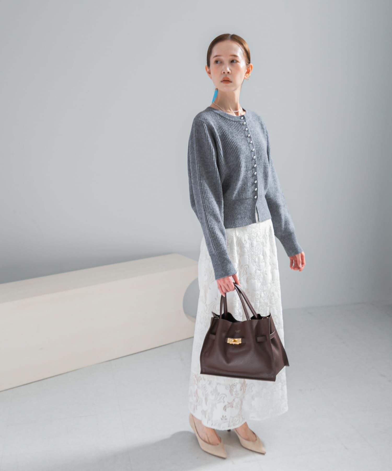 URBAN RESEARCH ROSSO「ボタンデザインニットプルオーバー」|カーディガン|