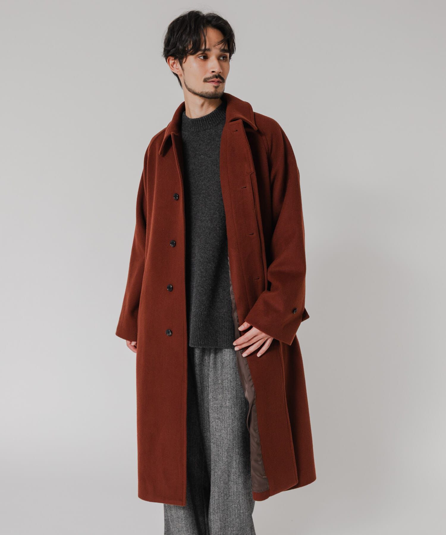 URBAN RESEARCH「WOOL BEAVER BELTED COAT」|ステンカラーコート|