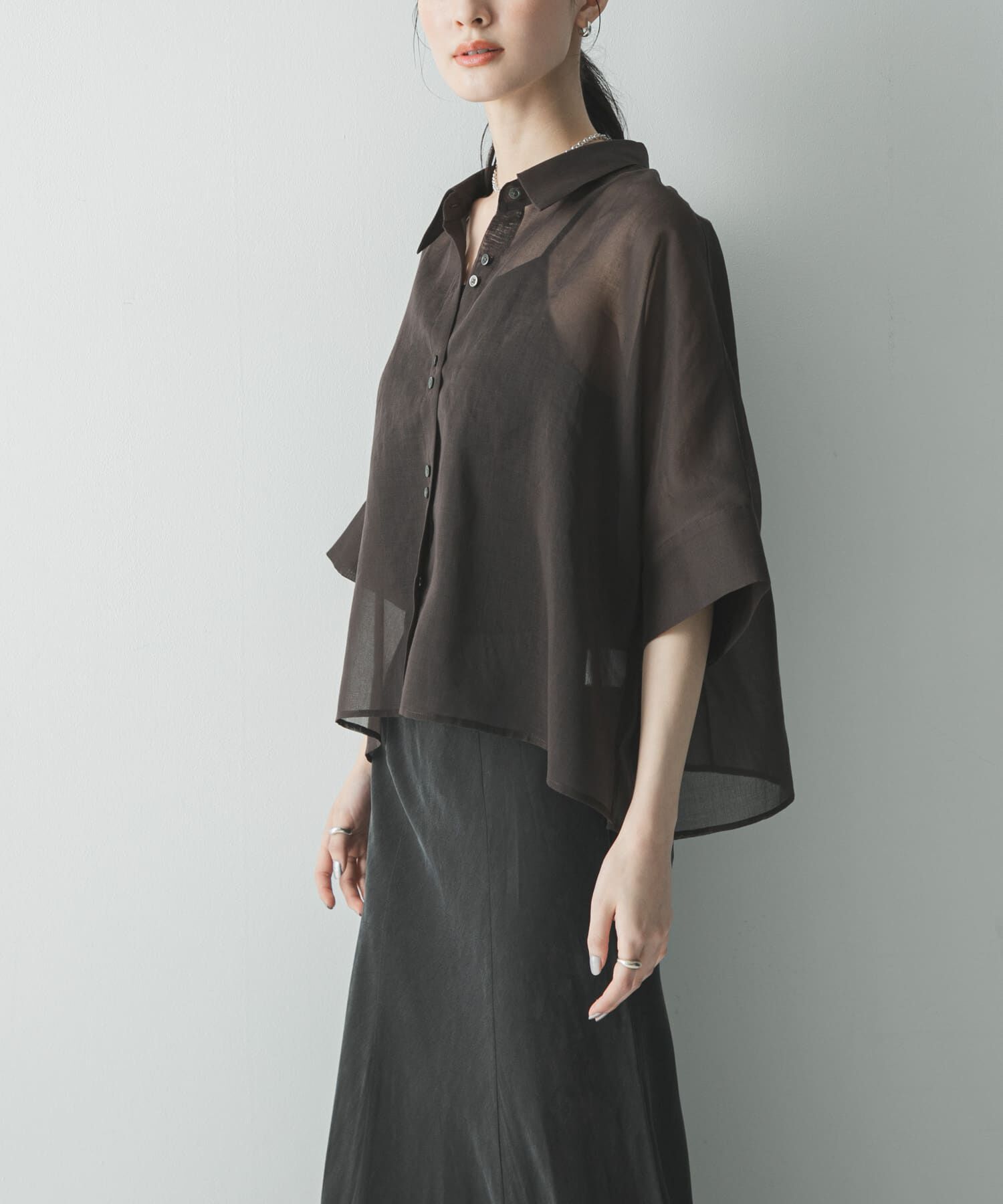 URBAN RESEARCH「ハーフスリーブシアーショートシャツ」|シャツ・ブラウス|