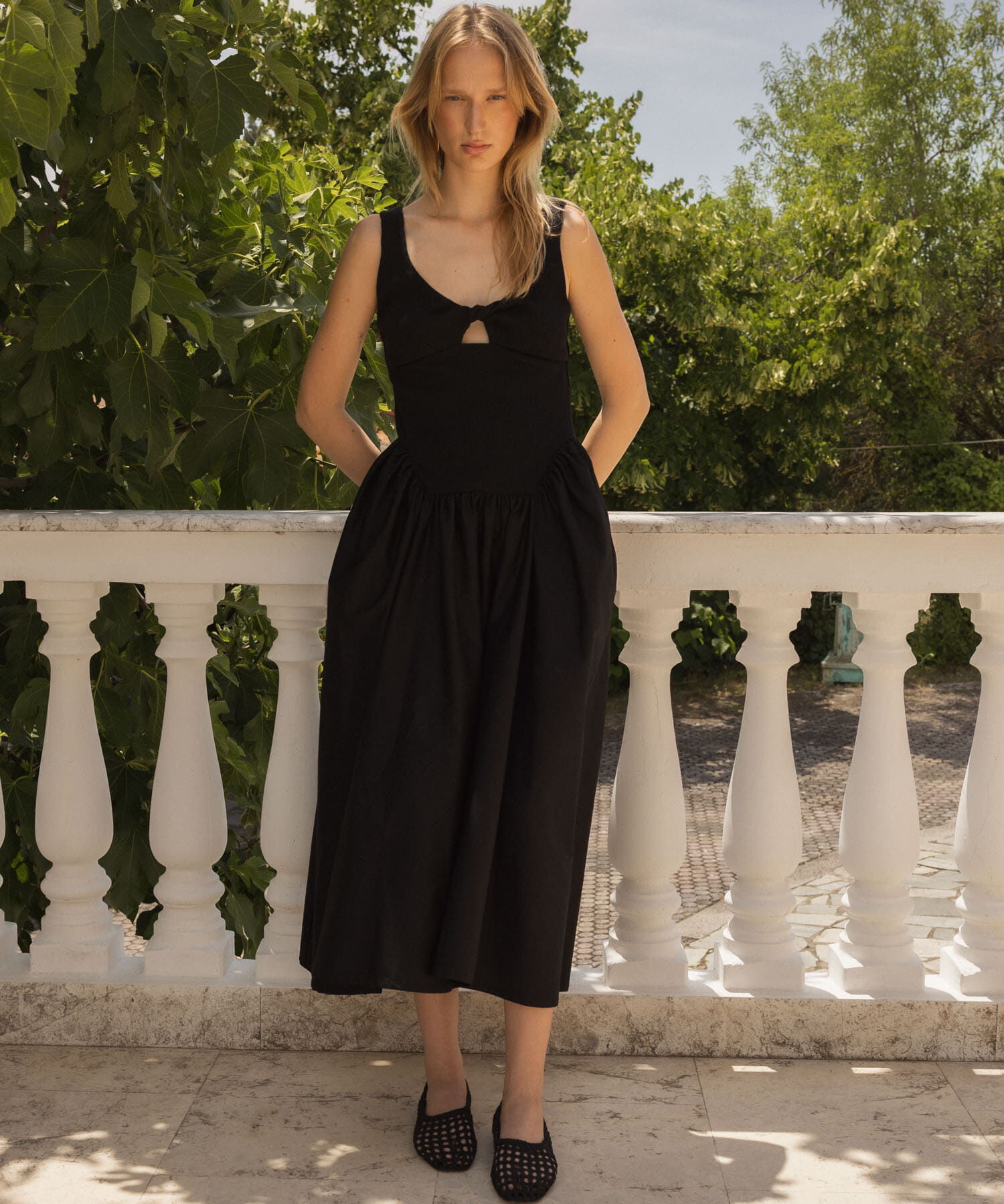 URBAN RESEARCH「ESTHE　RIB POPLIN DRESS」|ワンピース|ブラック