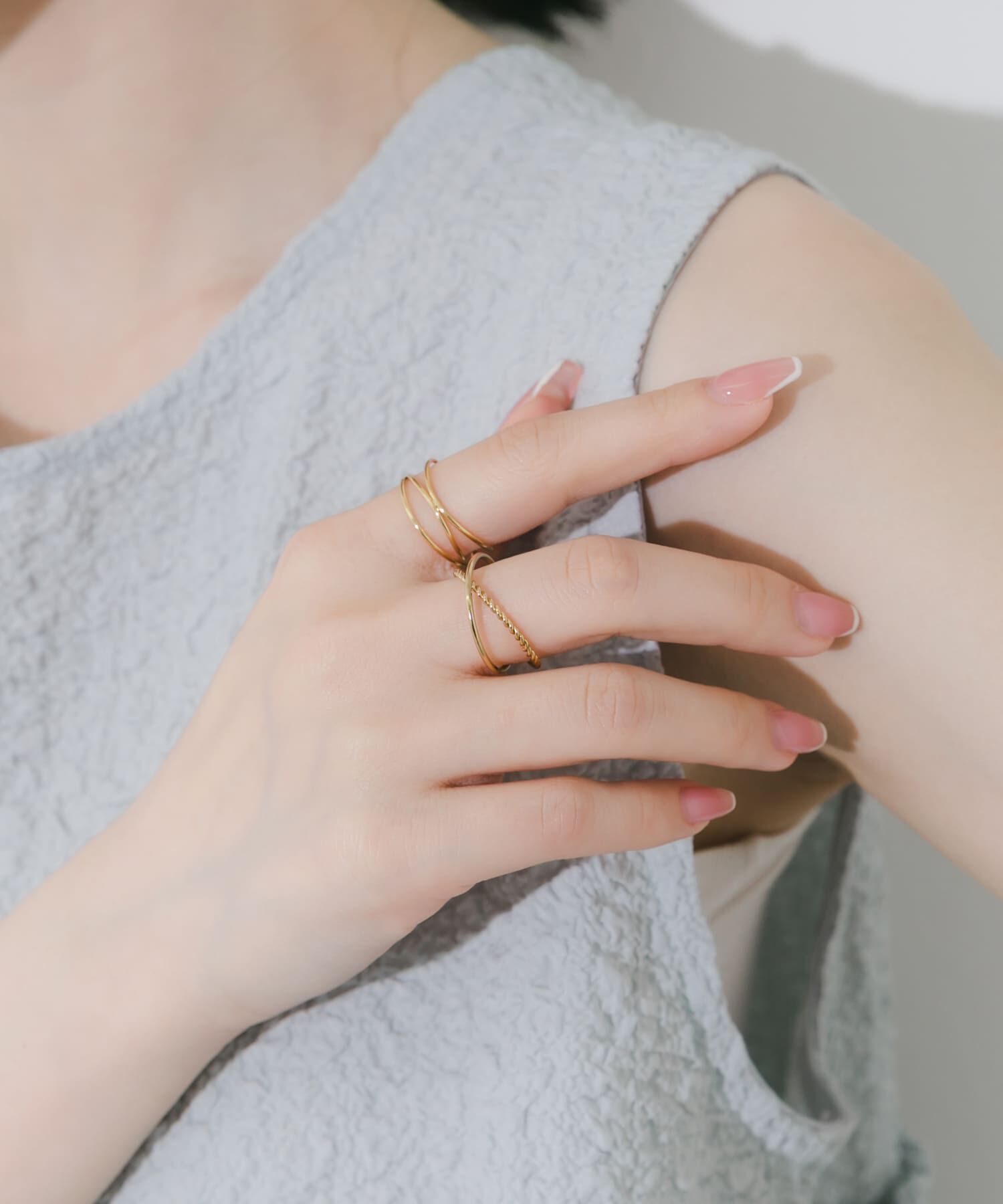 SMELLY「ステンレスナロー2セットリング」|リング|ゴールド