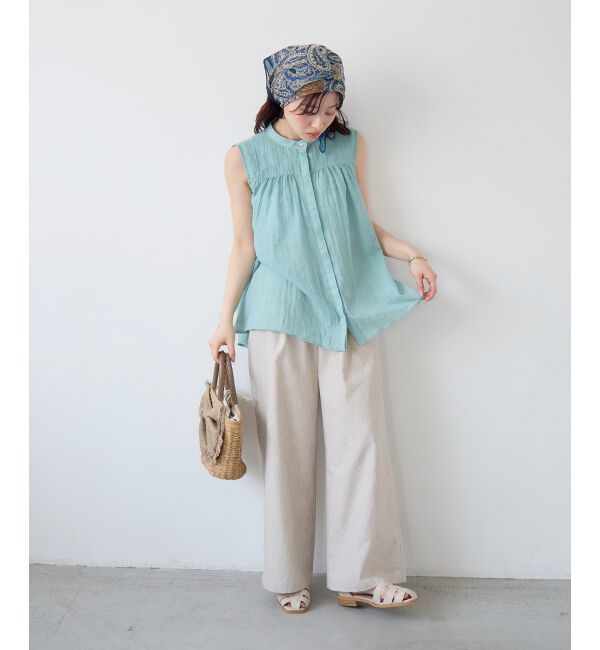  「《WEB限定アイテム》ガーゼノースリーブブラウス」|シャツ・ブラウス|