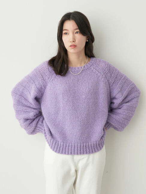 earth music&ecology「袖ガーター編みニットプルオーバー」|ニット・セーター|