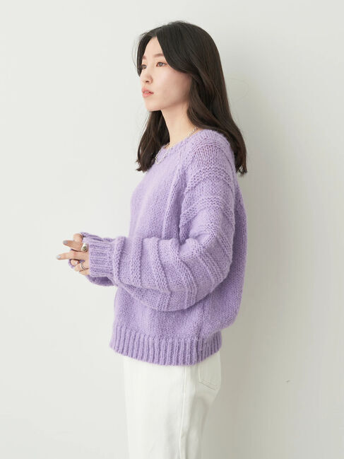 earth music&ecology「袖ガーター編みニットプルオーバー」|ニット・セーター|