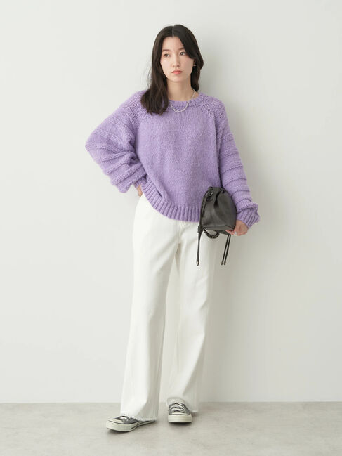 earth music&ecology「袖ガーター編みニットプルオーバー」|ニット・セーター|