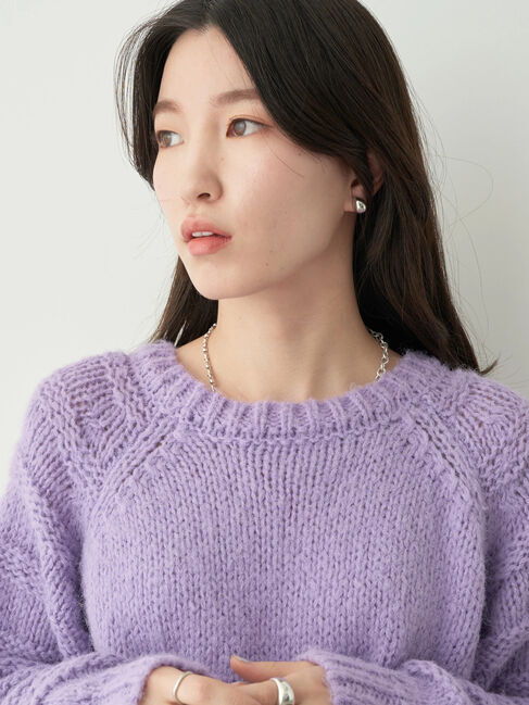 earth music&ecology「袖ガーター編みニットプルオーバー」|ニット・セーター|