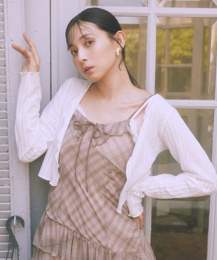 earth music&ecology「SET2点メローボレロ＋フリルキャミソール」|カーディガン|