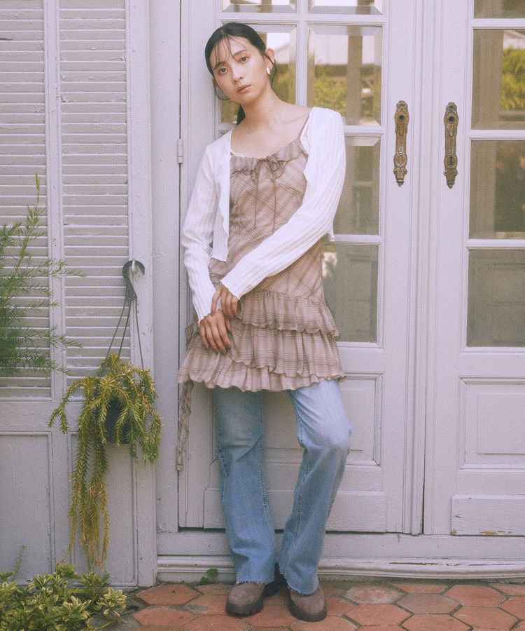 earth music&ecology「SET2点メローボレロ＋フリルキャミソール」|カーディガン|