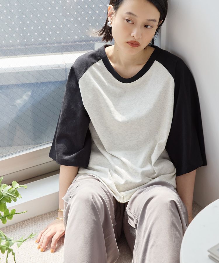 AMERICAN HOLIC「ラグラン配色7分袖プルオーバー」|Tシャツ・カットソー|Oatmeal