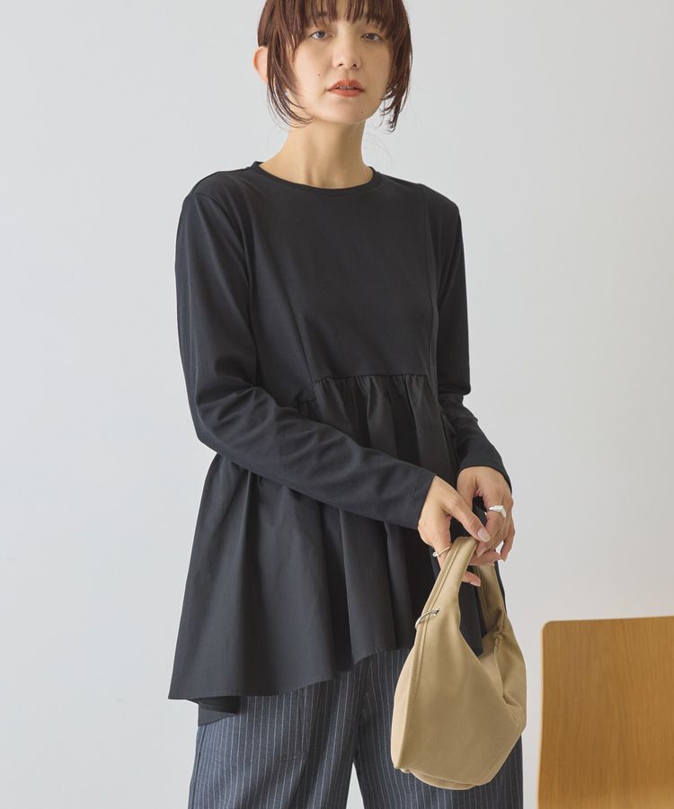 AMERICAN HOLIC「布帛切替ペプラムプルオーバー」|Tシャツ・カットソー|Black