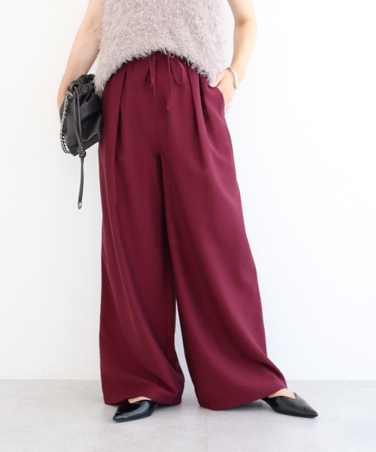 Green Parks「共ベルト付きツイルカラーパンツ」|その他|Bordeaux