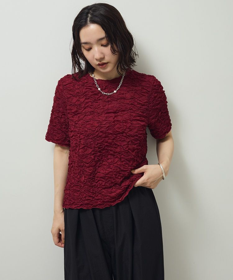 Green Parks「表面感カット5分袖プルオーバー」|Tシャツ・カットソー|