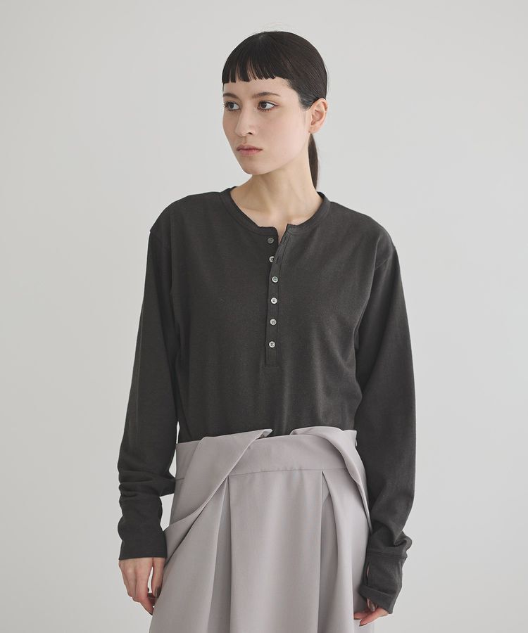 GARAGE OF GOOD CLOTHING「【日本製】ヘンプジャージーヘンリーネックプルオーバー」|Tシャツ・カットソー|Charcoal Gray